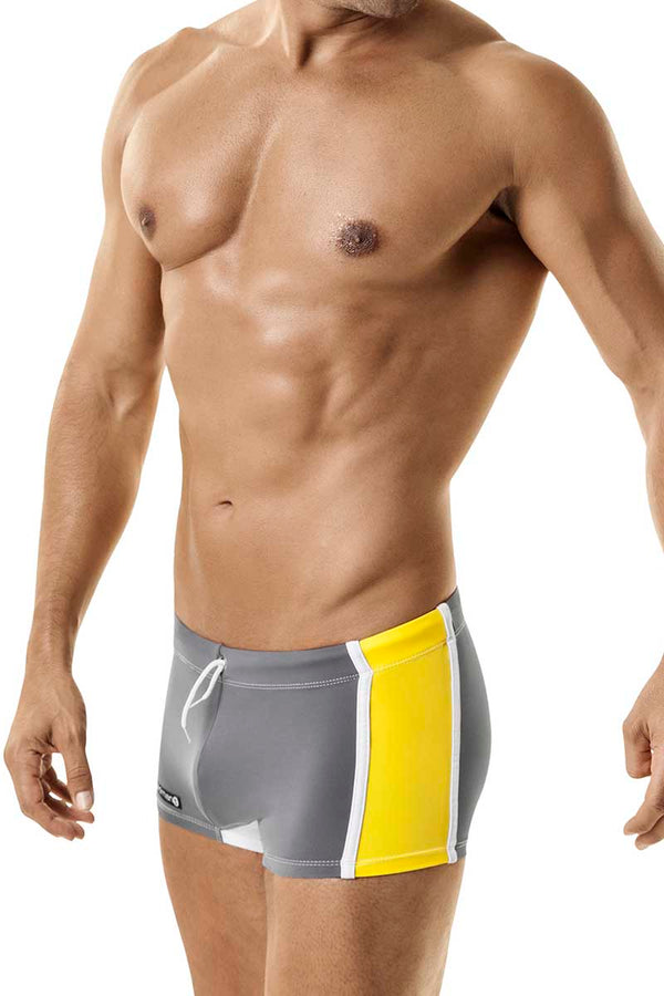 WildmanT Grey & Yellow Mazu Swim Square Trunk