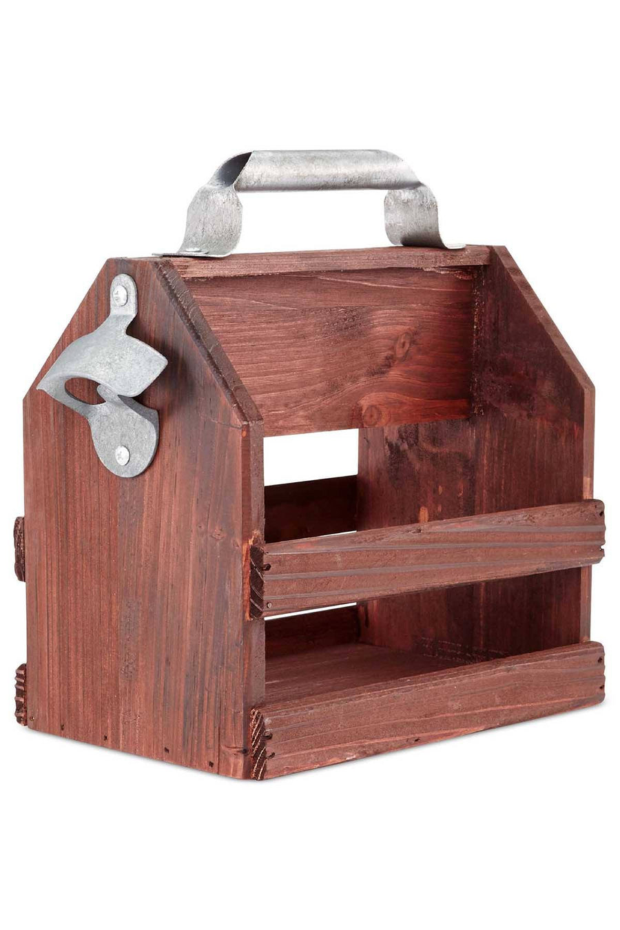 Wooden Six-pack Beer Holder With Bottle Opener