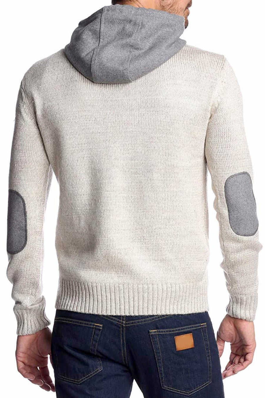 X-Ray Jeans Beige/Grey Hooded Knit Sweater