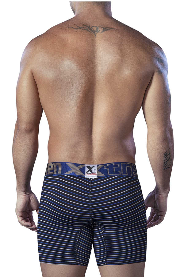 XTREMEN Black/Blue Open-Fly Microfiber Boxer Brief