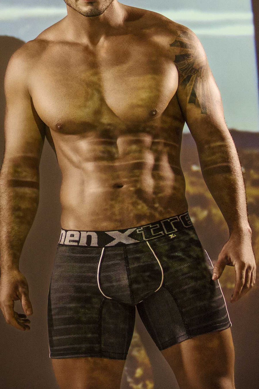 XTREMEN Black Jacquard Mini-Print Boxer Brief