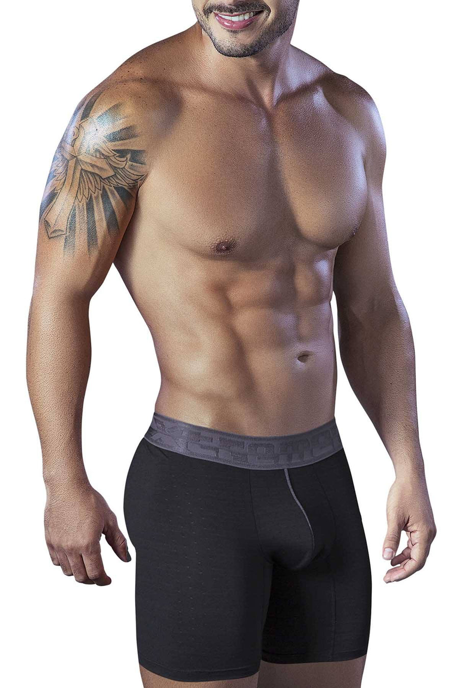 XTREMEN Black Microfiber Jacquard Athletic Boxer Brief