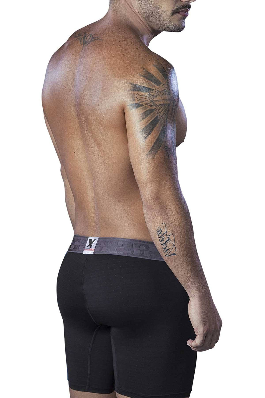 XTREMEN Black Microfiber Jacquard Athletic Boxer Brief