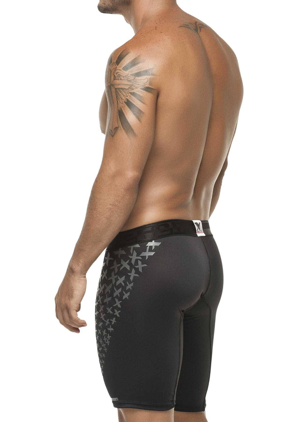 XTREMEN Black Microfiber Sports Long Boxer Brief
