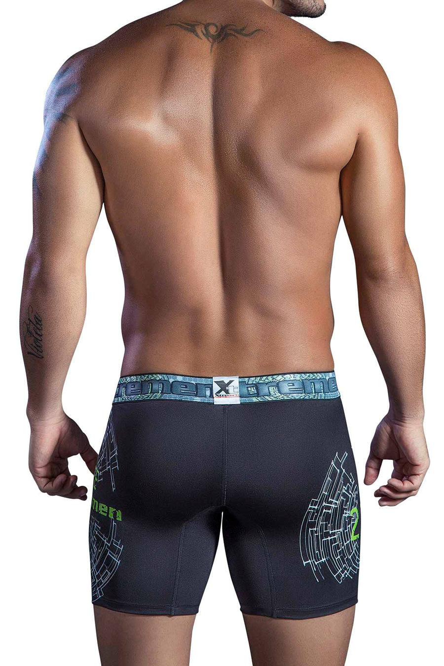 XTREMEN Black Web Printed Microfiber Boxer Brief