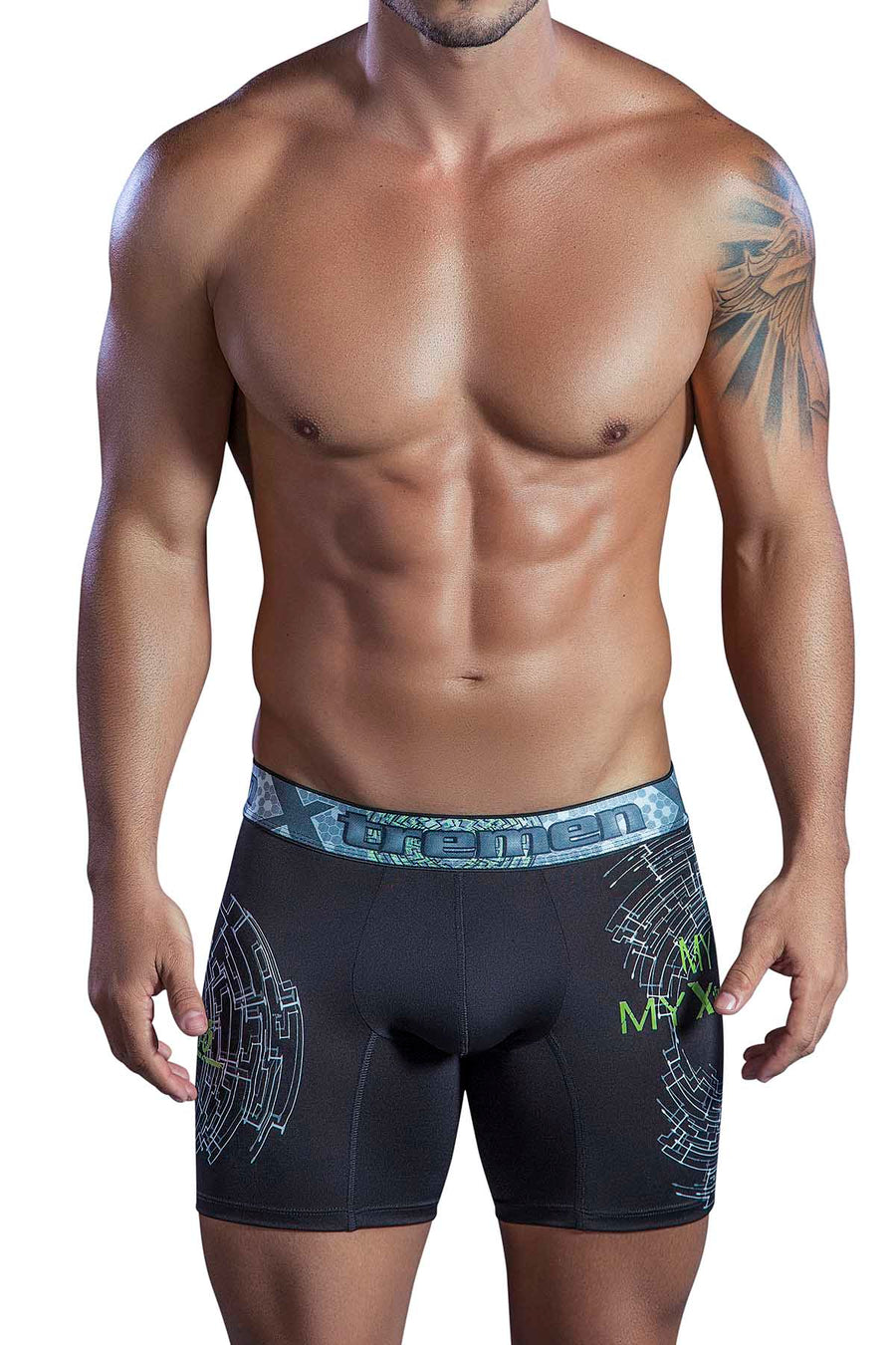 XTREMEN Black Web Printed Microfiber Boxer Brief