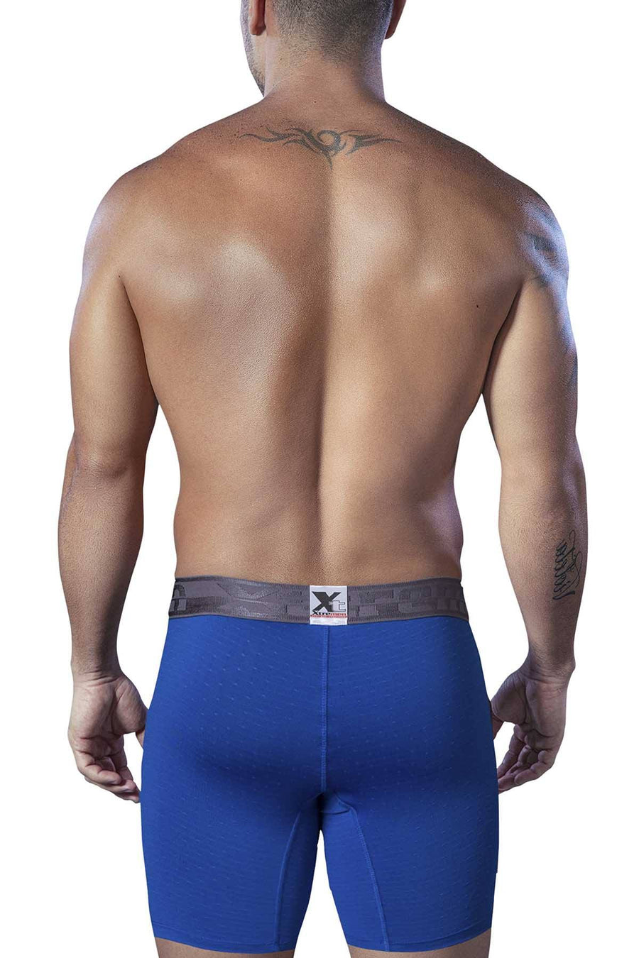 XTREMEN Blue Microfiber Jacquard Athletic Boxer Brief