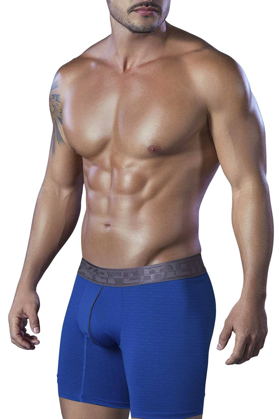 XTREMEN Blue Microfiber Jacquard Athletic Boxer Brief
