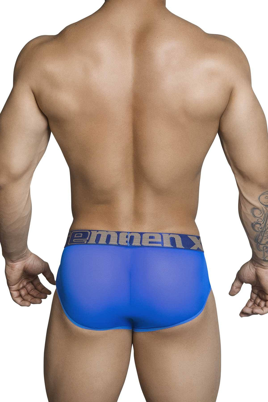 XTREMEN Blue/Print Studded Microfiber/Mesh Brief