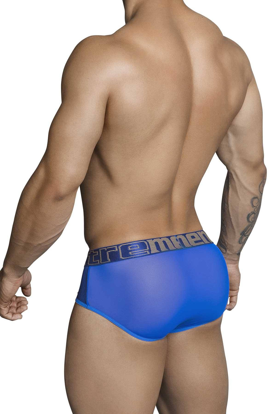 XTREMEN Blue/Print Studded Microfiber/Mesh Brief