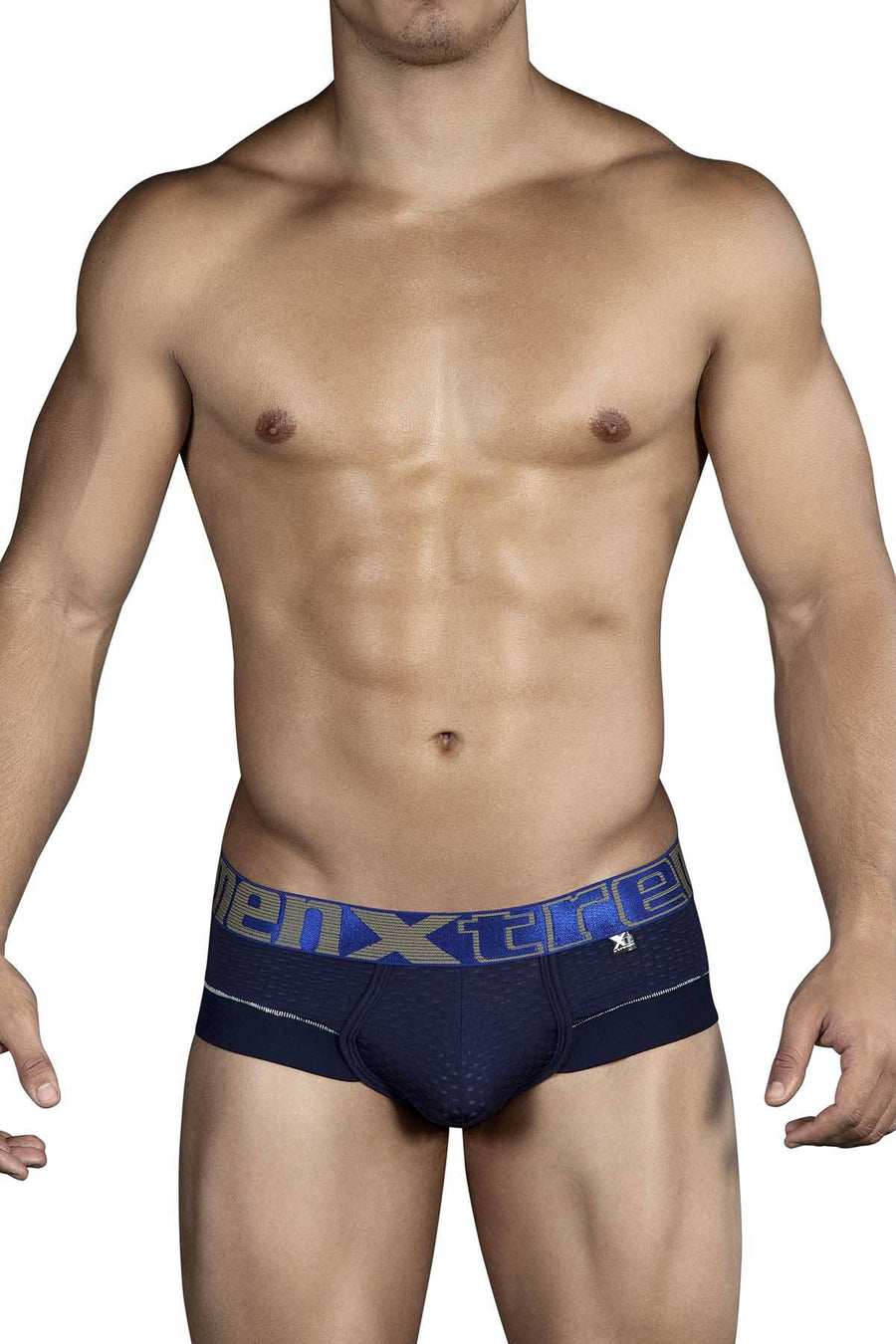 XTREMEN Dark-Blue/Beige Exposed Microfiber Brief