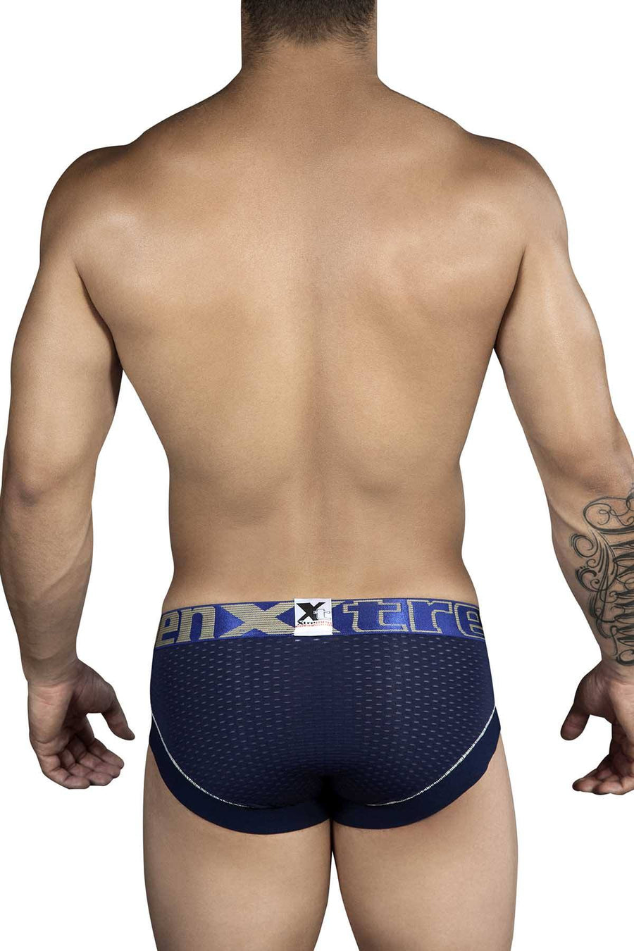 XTREMEN Dark-Blue/Beige Exposed Microfiber Brief