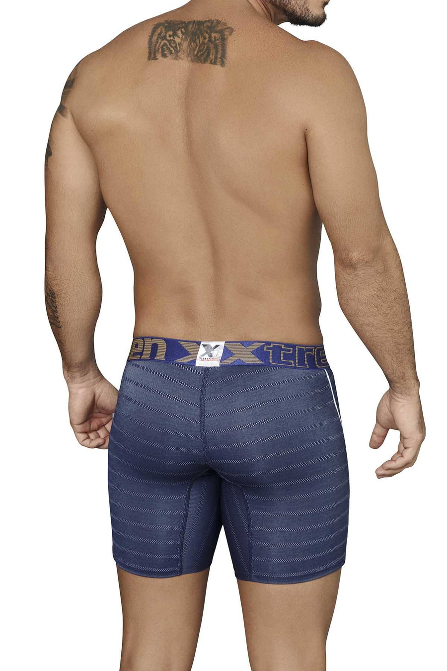 XTREMEN Dark-Blue Jacquard Mini-Print Boxer Brief