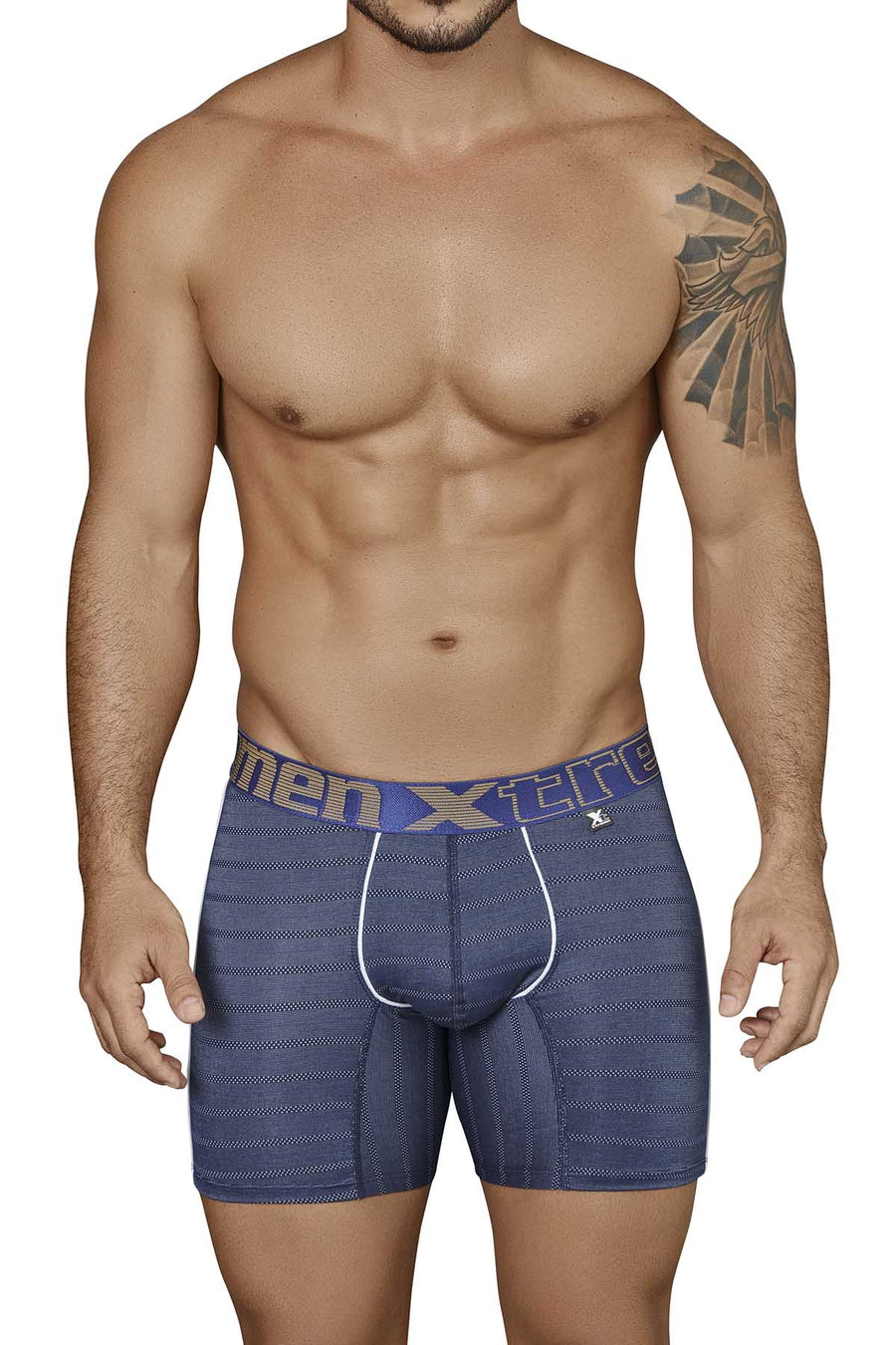 XTREMEN Dark-Blue Jacquard Mini-Print Boxer Brief