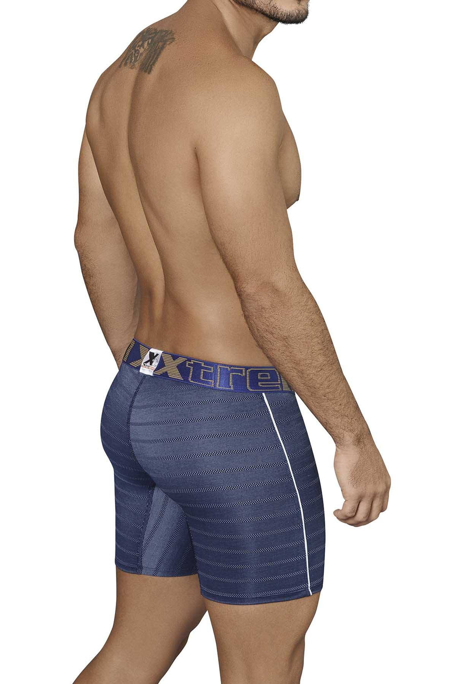 XTREMEN Dark-Blue Jacquard Mini-Print Boxer Brief