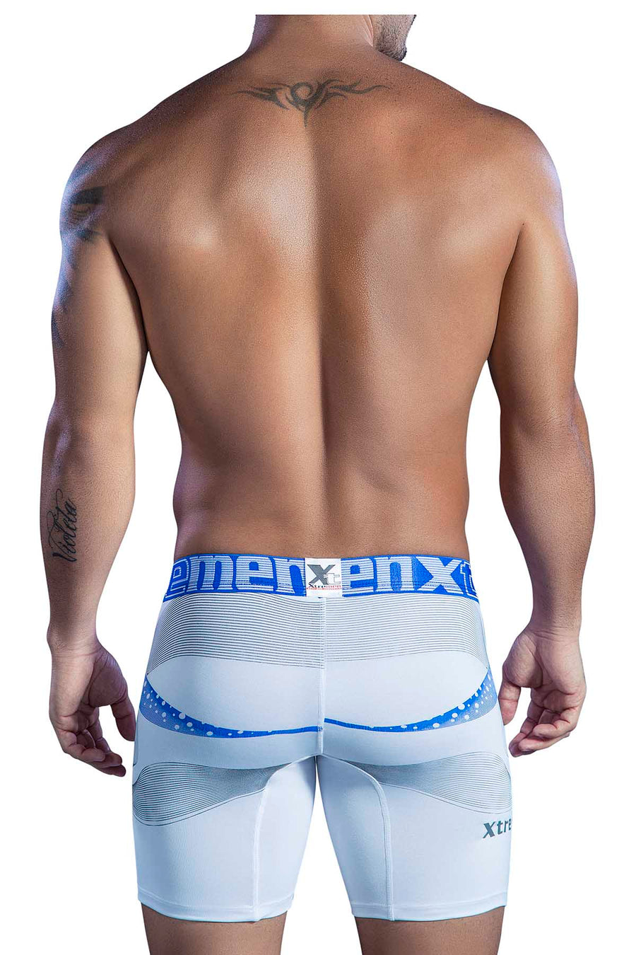 XTREMEN White/Blue Swirl Microfiber Boxer Brief