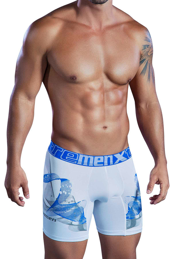 XTREMEN White/Blue Swirl Microfiber Boxer Brief