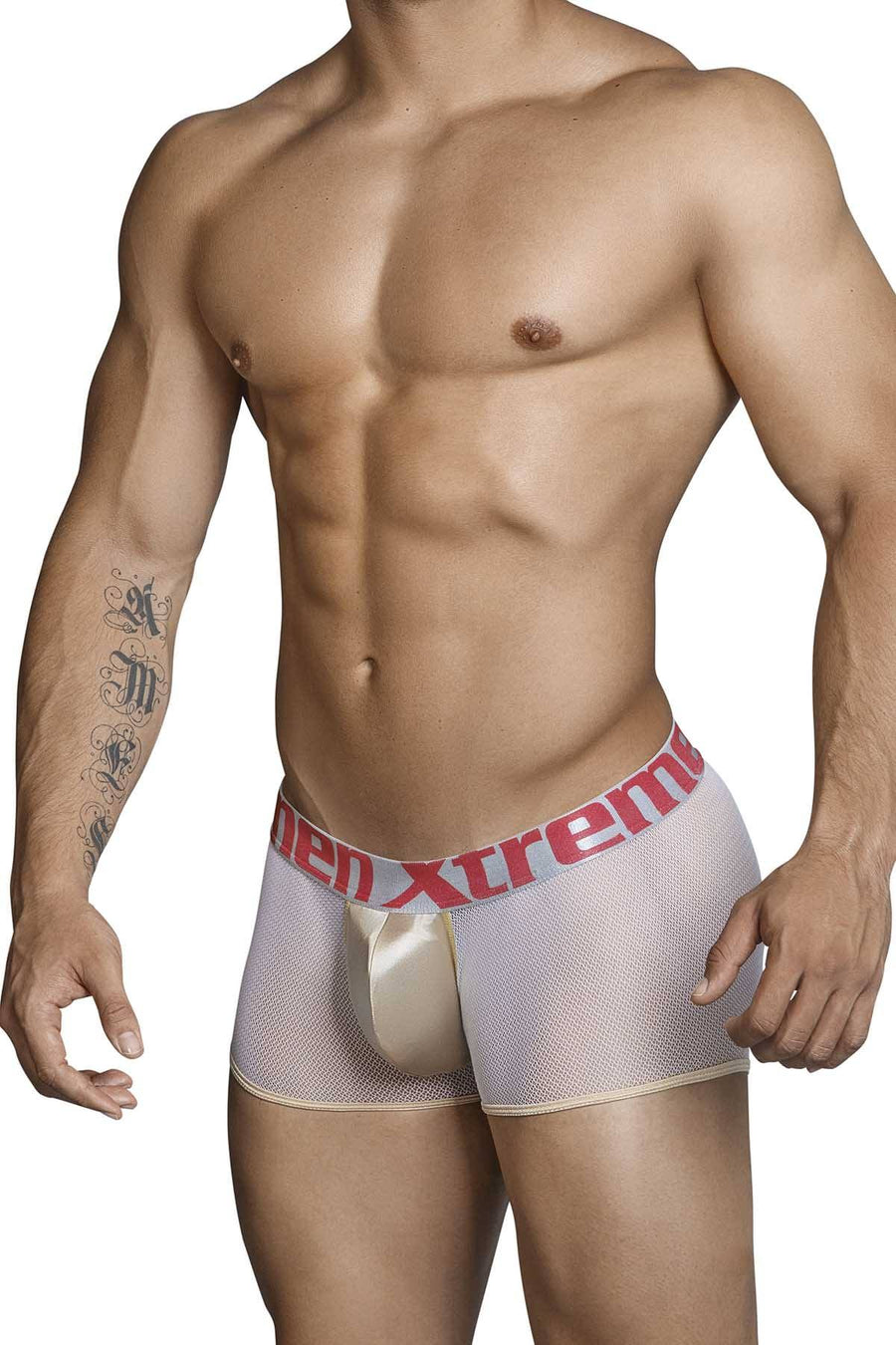 XTREMEN White/Gold/Red Microfiber and Mesh Trunk