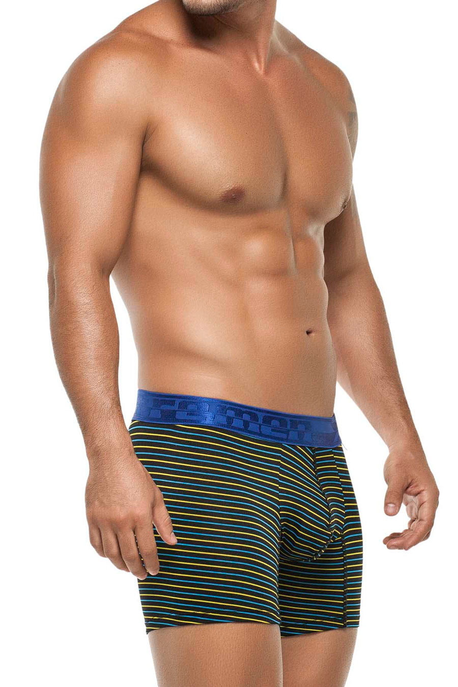 XTREMEN Yellow/Black/Blue Stripe Microfiber Boxer Brief