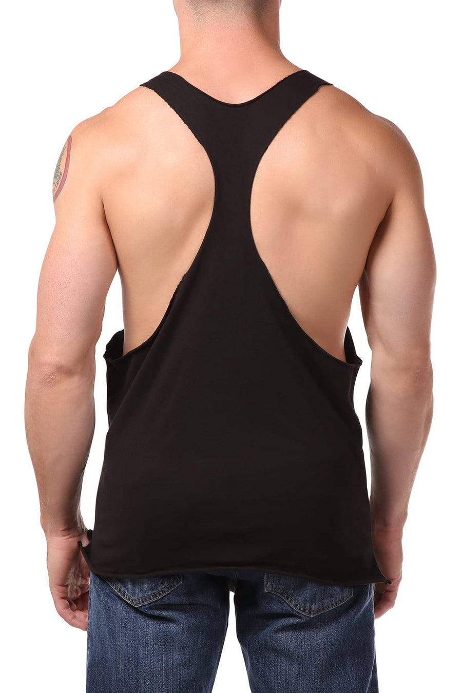 Y.M.L.A. Black Raw Edge String Tank
