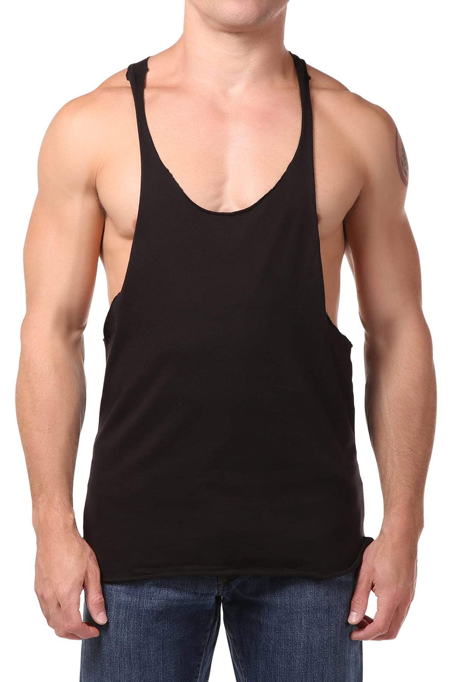 Y.M.L.A. Black Raw Edge String Tank