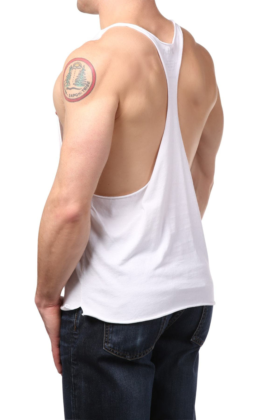 Y.M.L.A. White Raw Edge String Tank