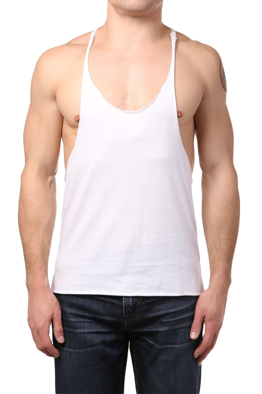 Y.M.L.A. White Raw Edge String Tank