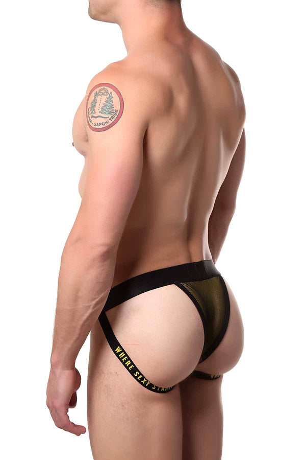 YOCISCO Yellow/Black Mesh Jock-Thong