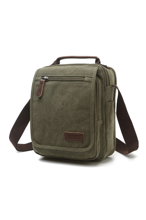 Zuolunduo Army-Green Canvas Tablet Messenger Bag
