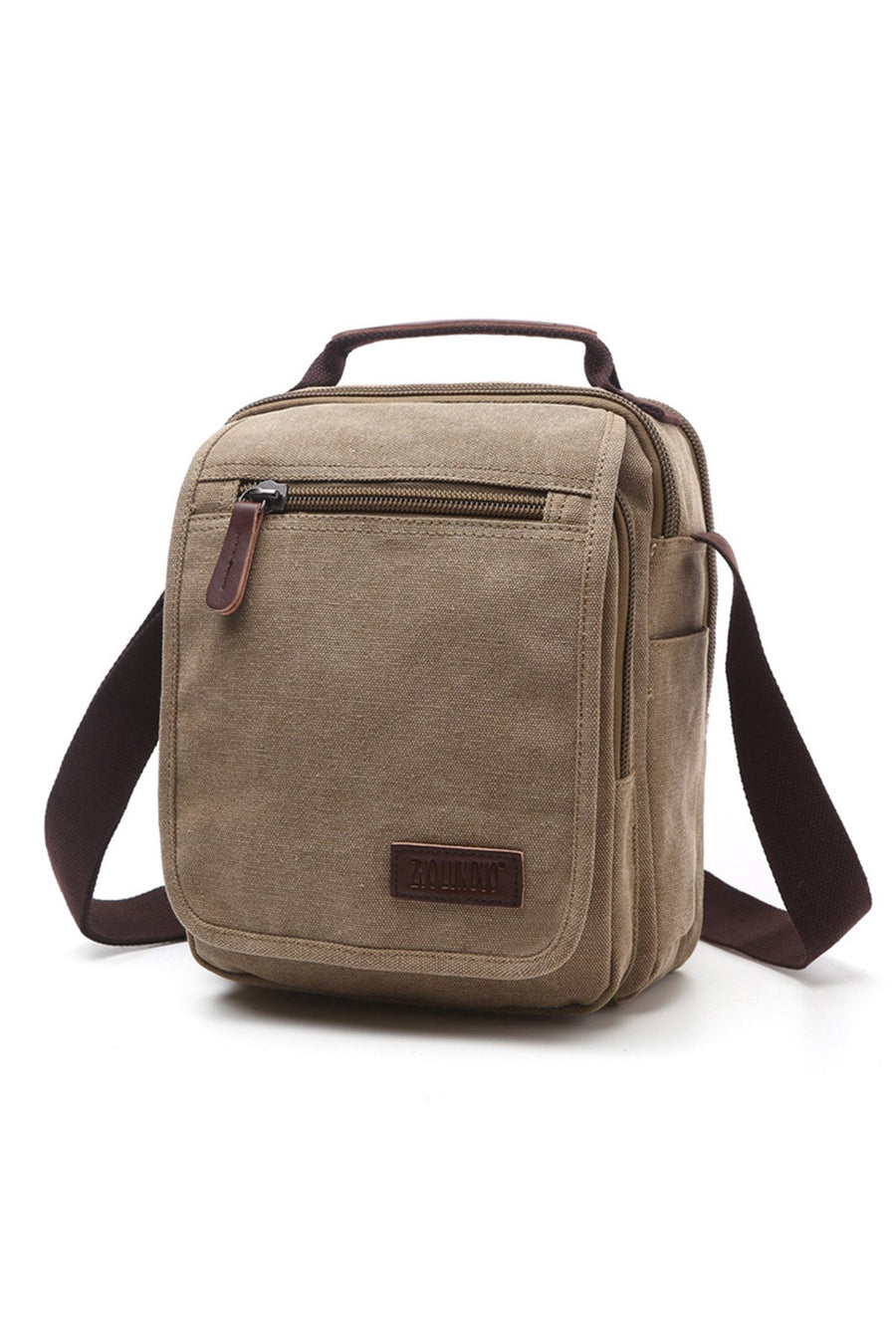 Zuolunduo Khaki Canvas Tablet Messenger Bag