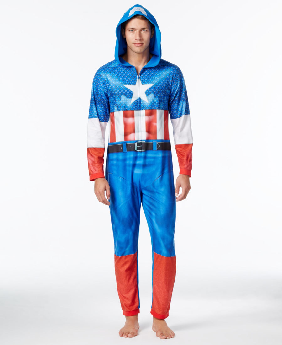 Captin America Adult Pajamas With Hood