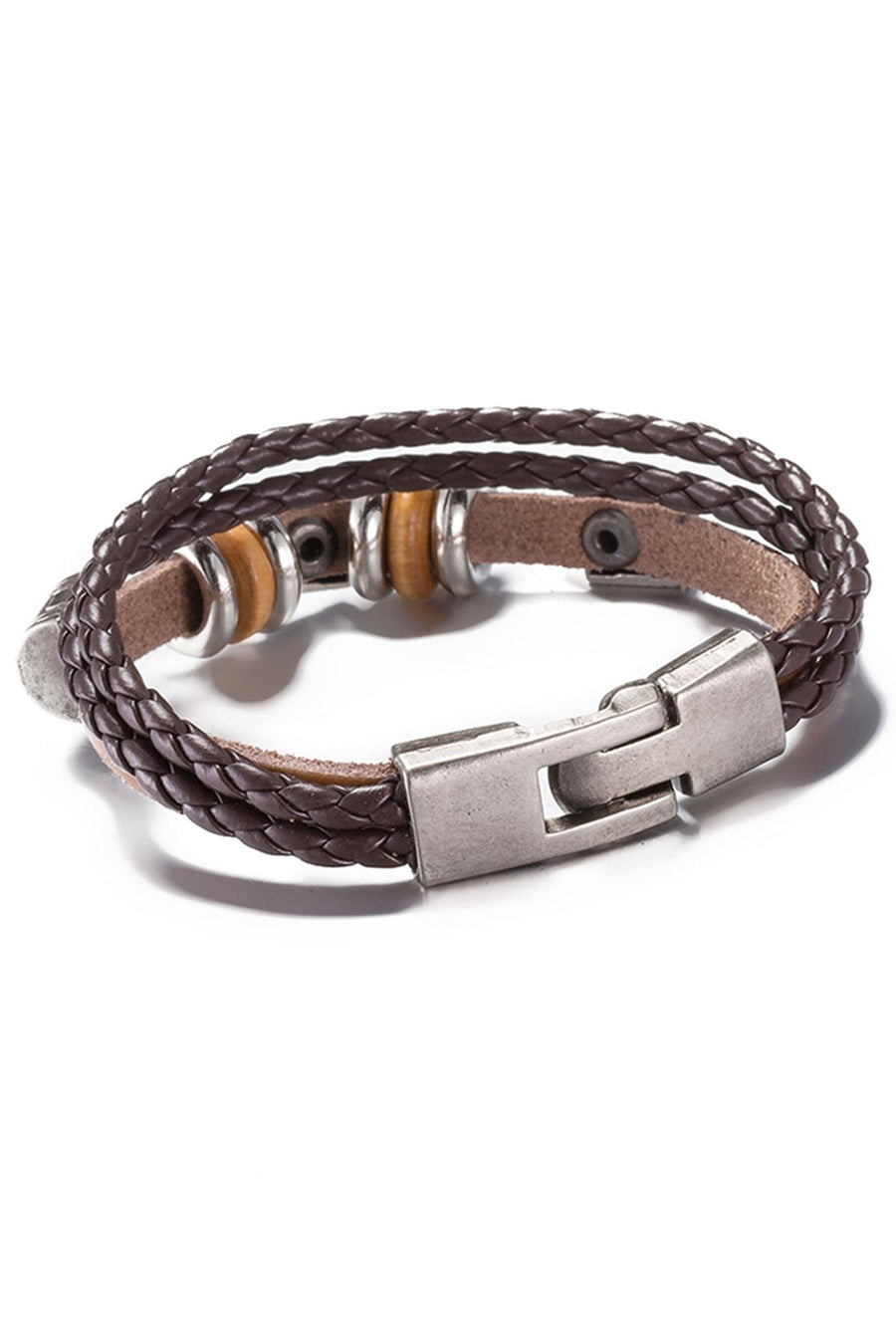 Brown Leather Weaving Rope Chain Bracelet