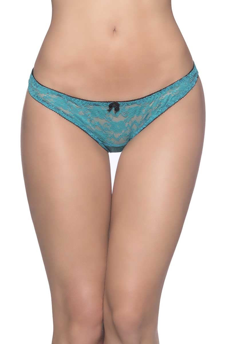 Oh La La Cheri Green & Black Open Back Panty