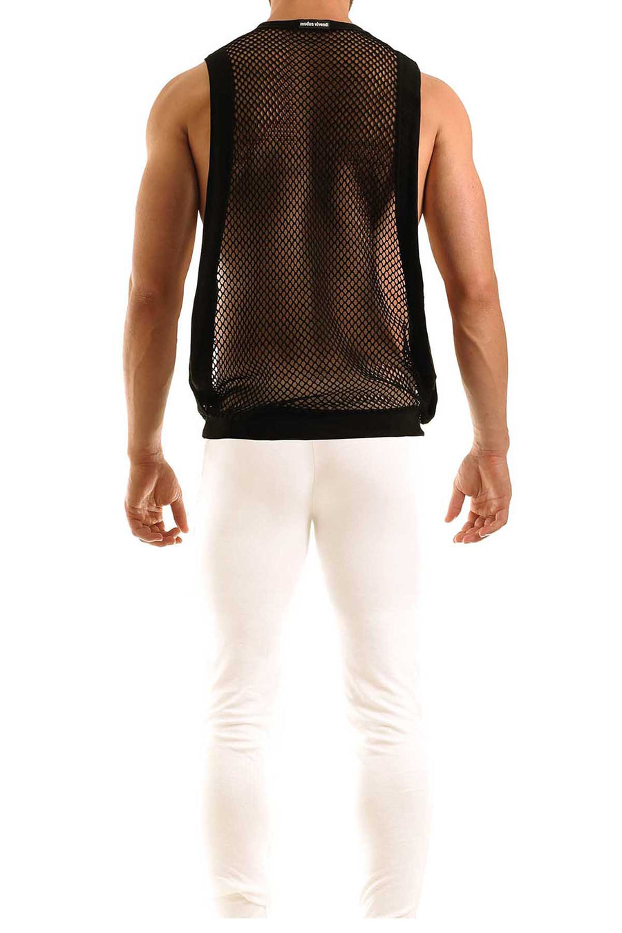 Modus Vivendi Black French Mesh Croise Muscle Tank