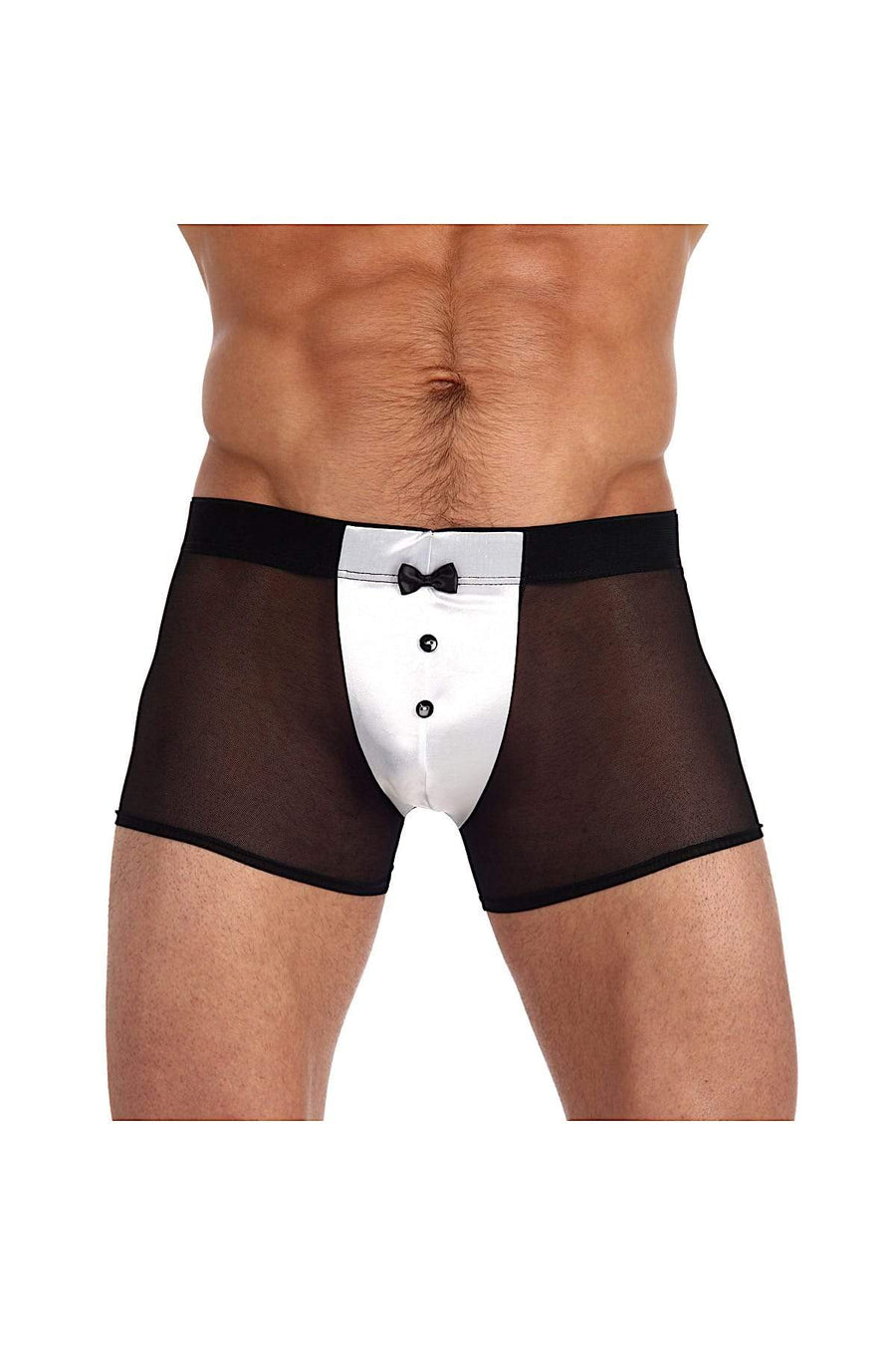 Gregg Homme Black Satin Knit Tuxedo Mesh Boxer