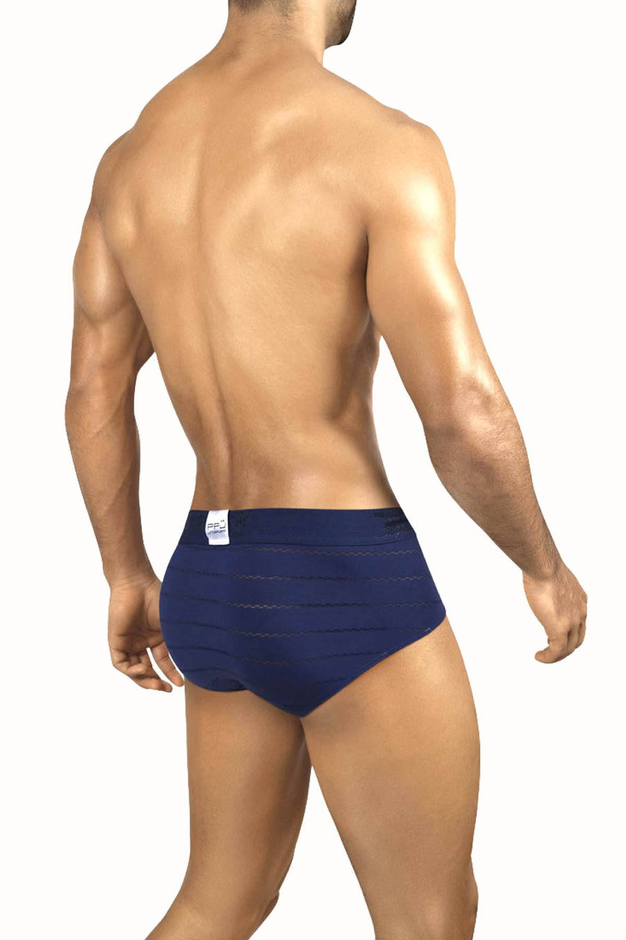 PPÜ Navy-Blue Stripe Microfiber Contour-Pouch Brief