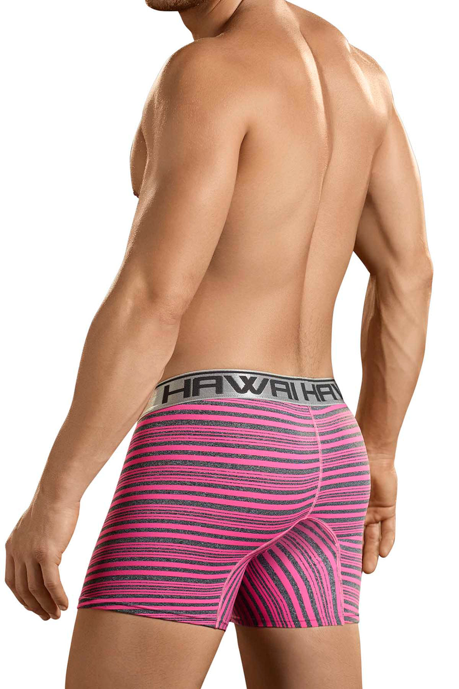 Hawai Hot Pink & Grey Stipe Boxer