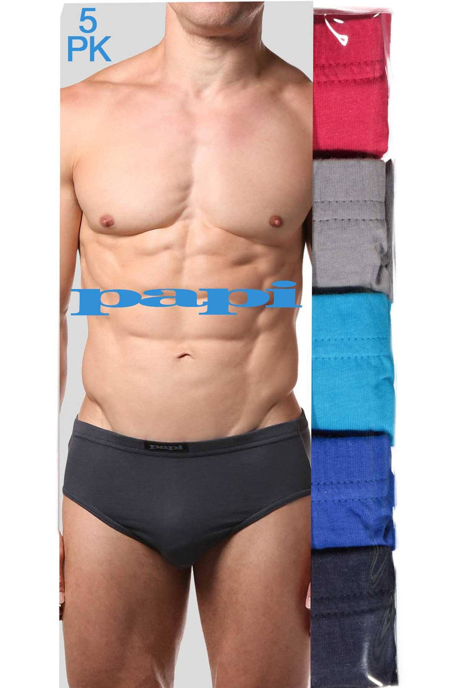 Papi Brick/Blue/Navy/Grey/Black Low-Rise Brief 5-Pack