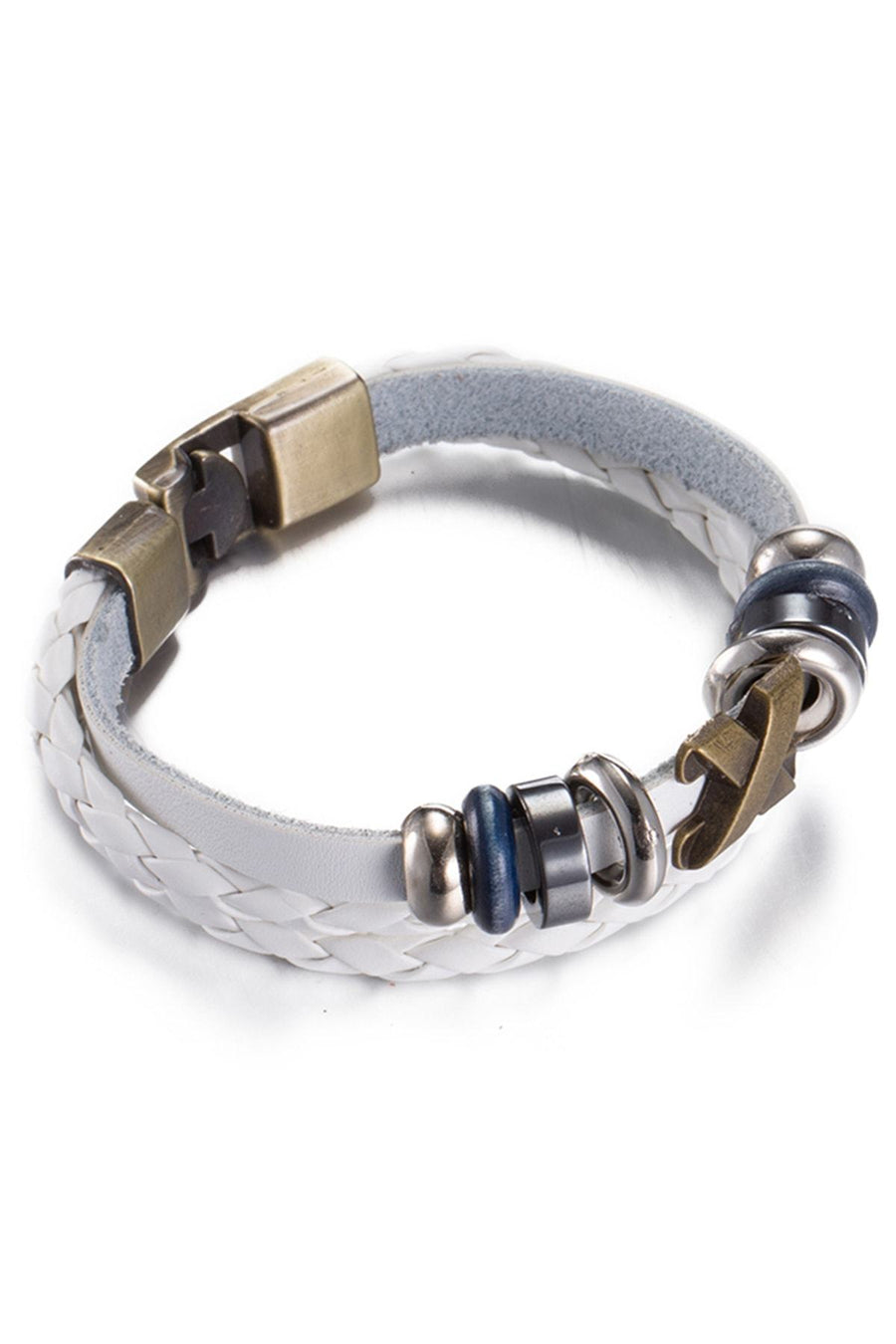 Vintage White Cross Leather Bracelet