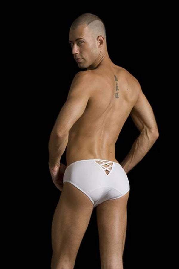 Male Basics White Microfiber Crossed Bikini