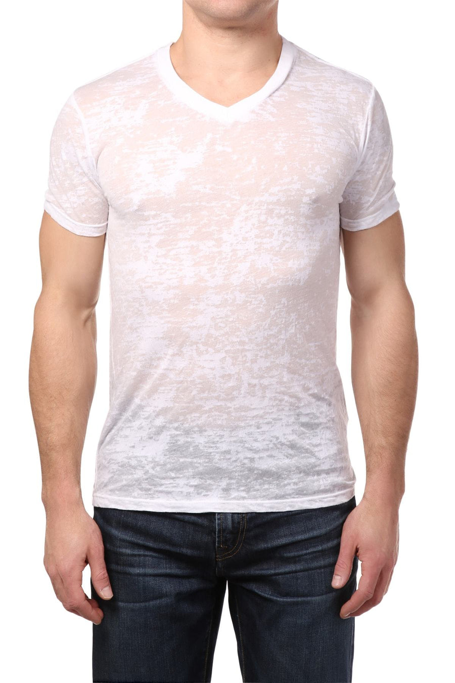 Y.M.L.A. White Burnout V-Neck