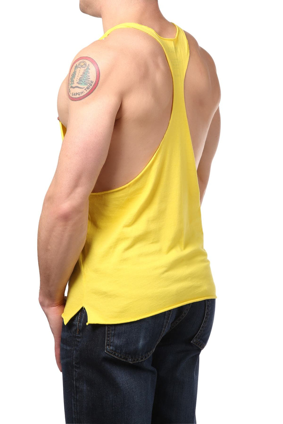 Y.M.L.A. Yellow Raw Edge String Tank
