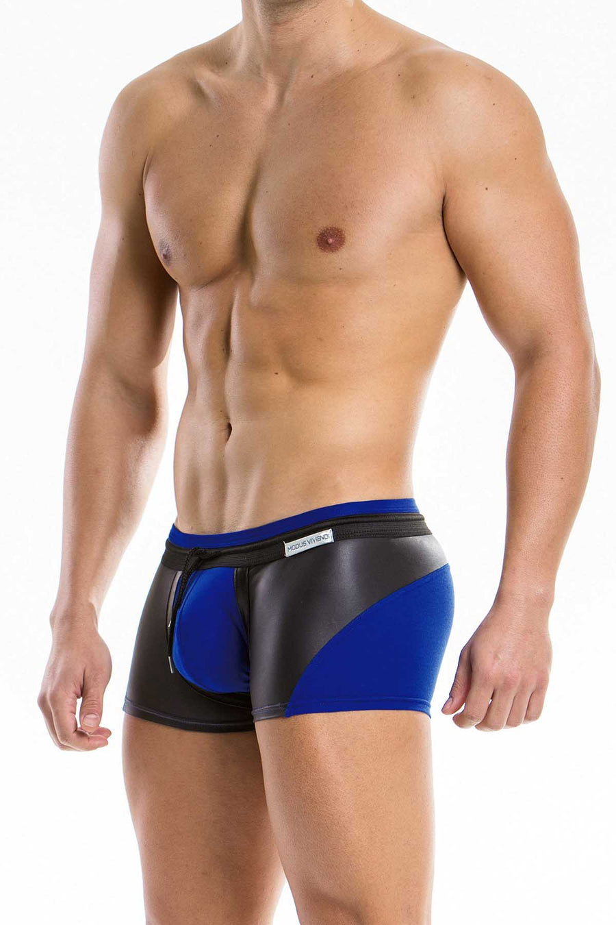 Modus Vivendi Black/Blue Leather-Look Blend Boxer