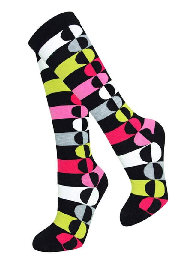 Lucci Black Rainbow Calf High Socks