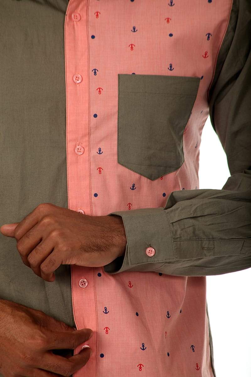 Oxymoron Salmon Anchor Mania Button-Up