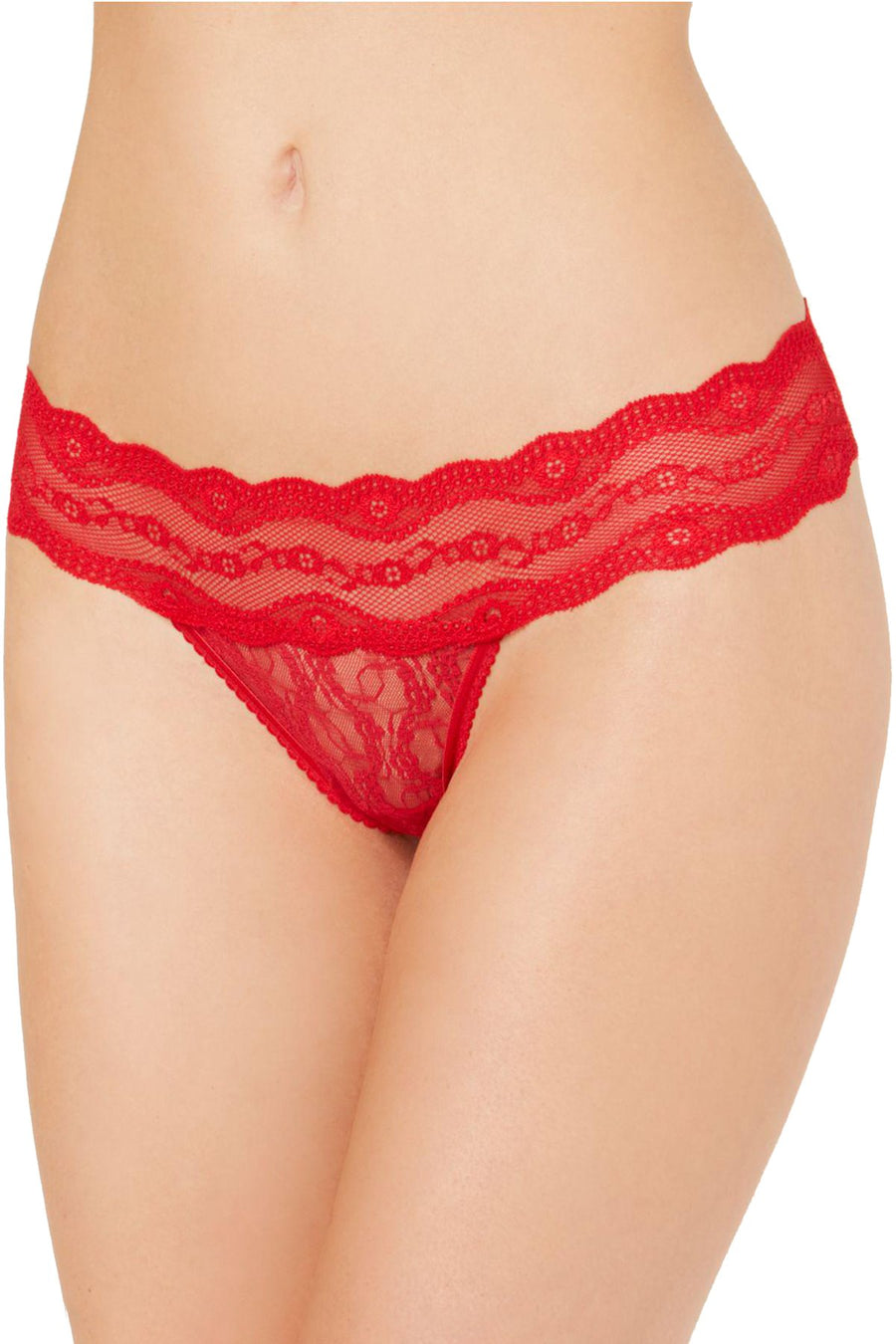 b.tempt'd Crimson-Red Lace Kiss Thong