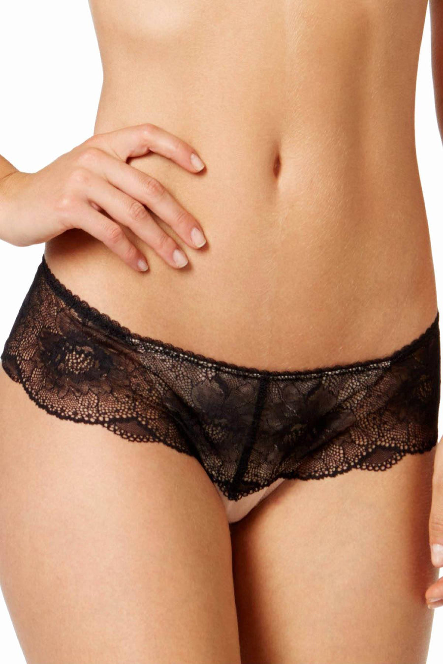 b.tempt'd Night-Black b.provocative Sheer Lace Tanga-Thong