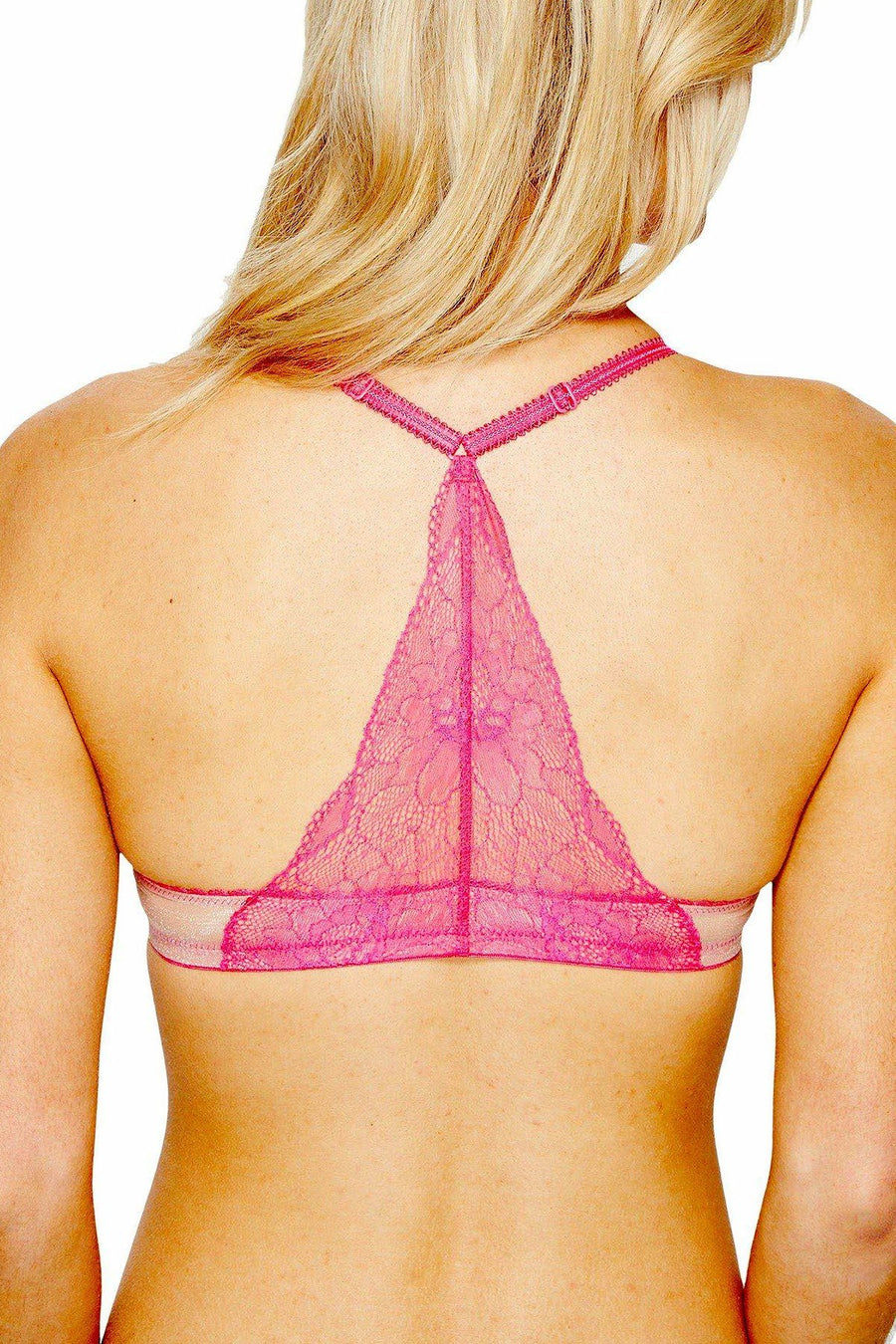 b.tempt'd Pink-Yarrow b.provocative Lace Front-Closure Racerback Bralette