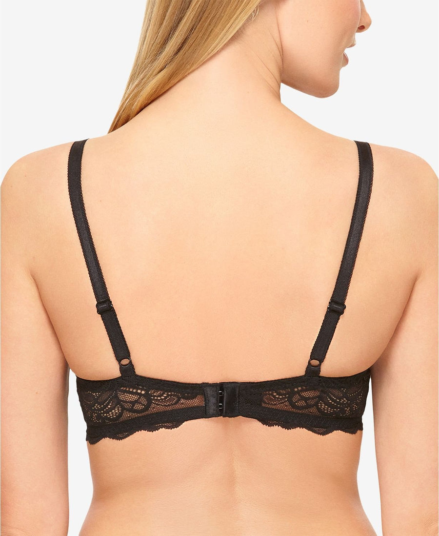 b.tempt'd Undisclosed Lace Pearl Contour Demi Bra in Night Black