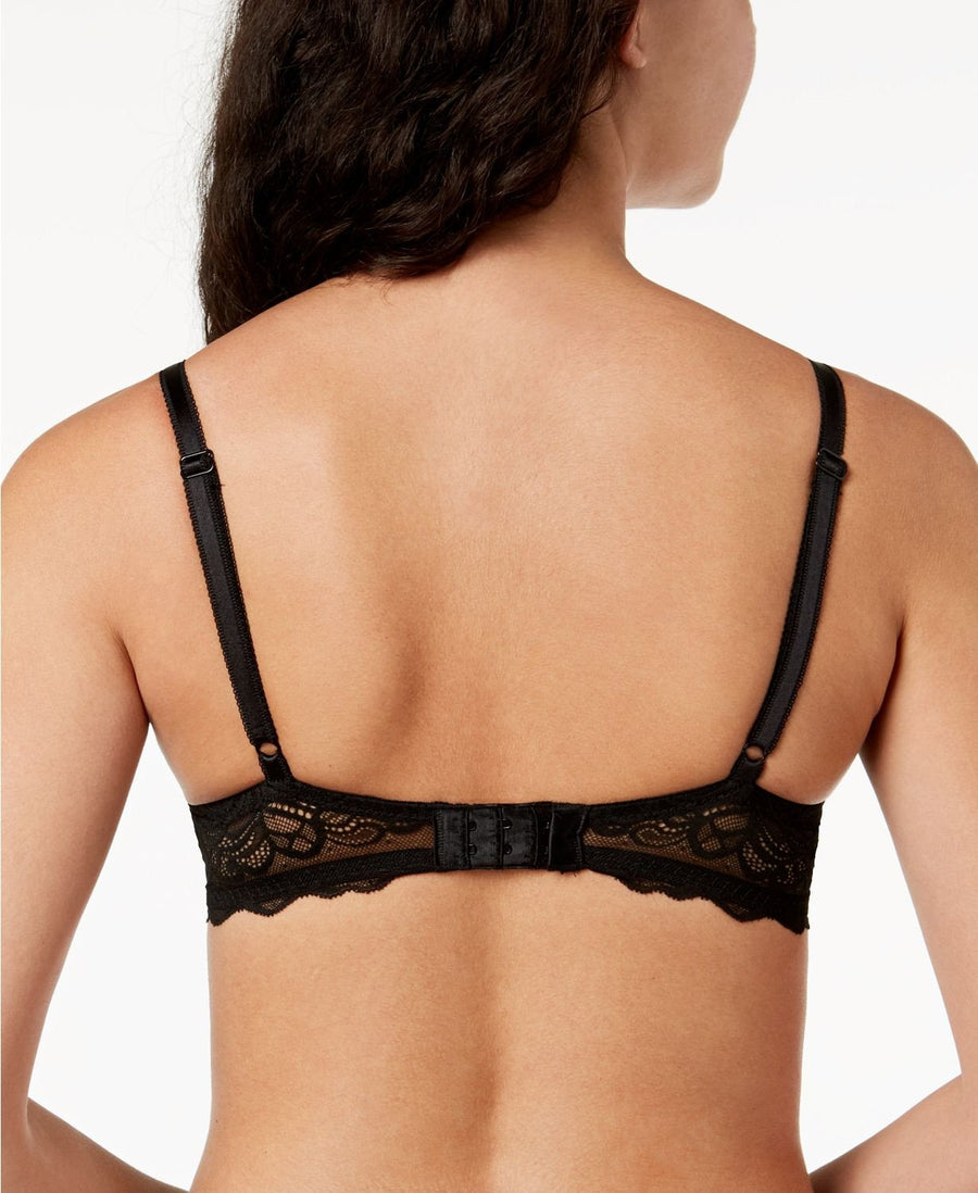 b.tempt'd Undisclosed Lace Pearl Contour Demi Bra in Night Black